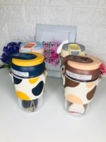 Sipper Glass With Faux Leather Sleeves -500ML