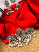 Pearl Neck choker and earings Set - Image 2