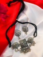 Oxidised Neck Choker and earings Set