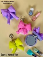 Cute fluffy bow mirror keychain
