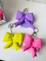 Cute fluffy bow mirror keychain - Image 2