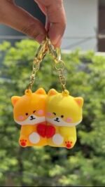 Puppy hugging keychain