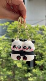 Panda hugging keychain